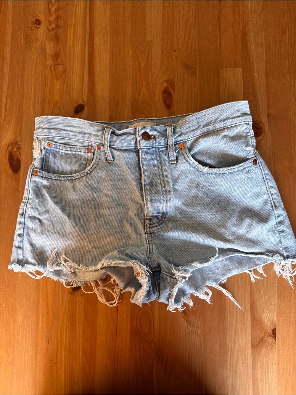 Madewell Light Blue Distressed Denim Cutoff Shorts